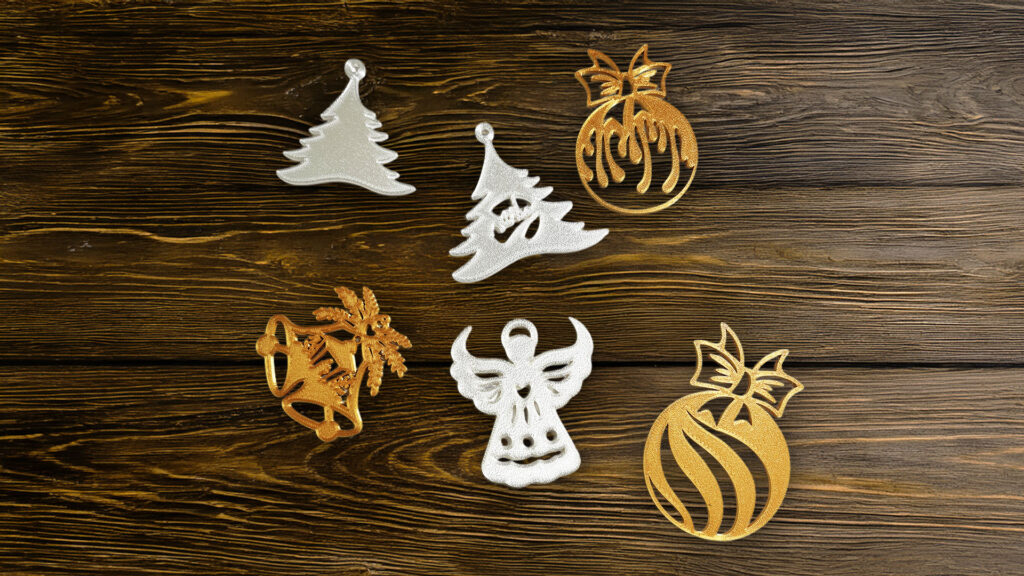 6 PCS Christmas tree decor ornament PLA Silk White Silk Gold 24K