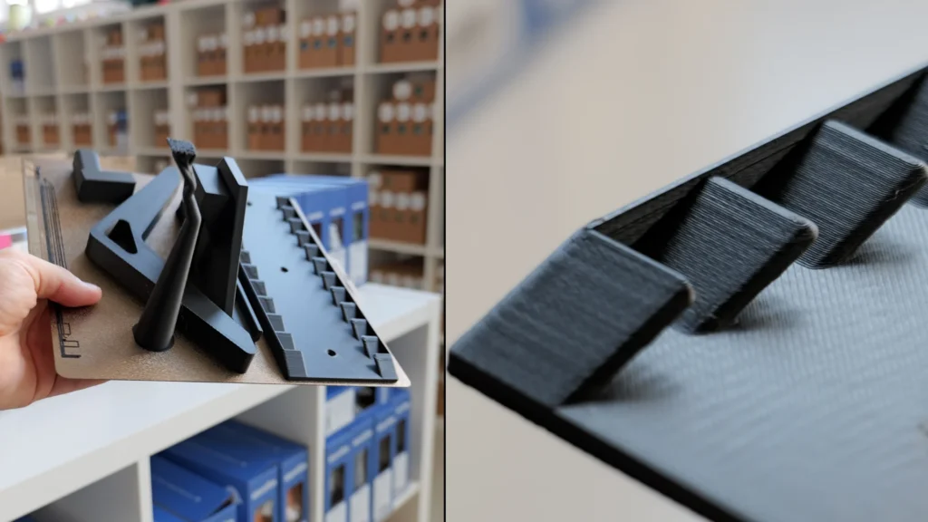 PLA+ materijal: Što je PLA+ i je li bolji od PLA-a? 2 Crni 3D-ispisani nosači od PLA+