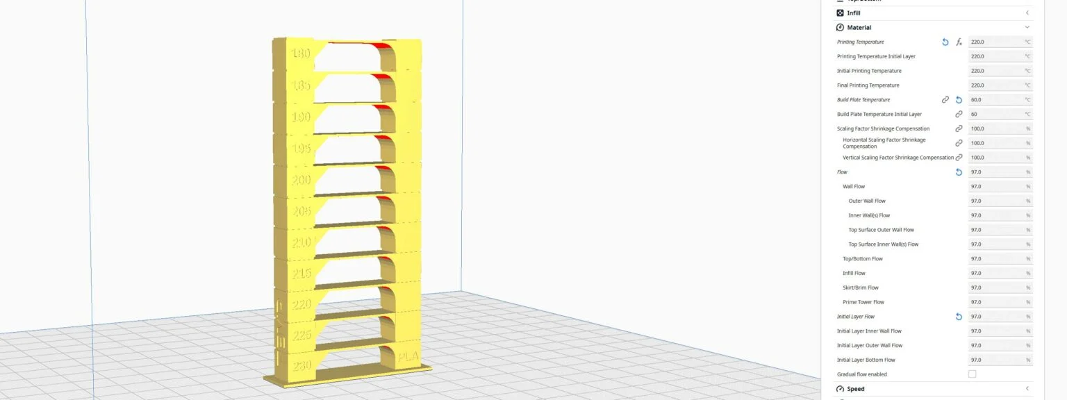 Kvaliteta 3D printa: usavršavanje postavki 3D temperature printanja 4 Temperaturni toranj u slicer softveru