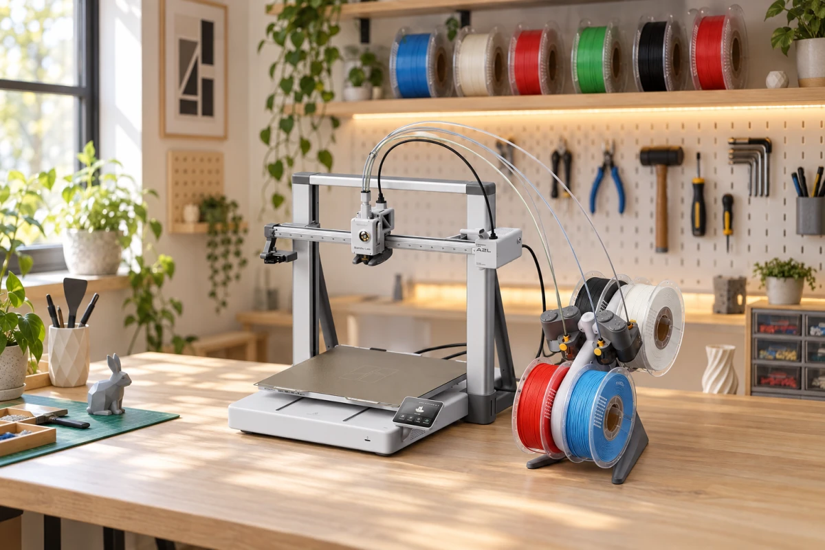 Bambu Lab A2L Combo BUNDLE 2 Bambu Lab A2L Combo on a workshop desk