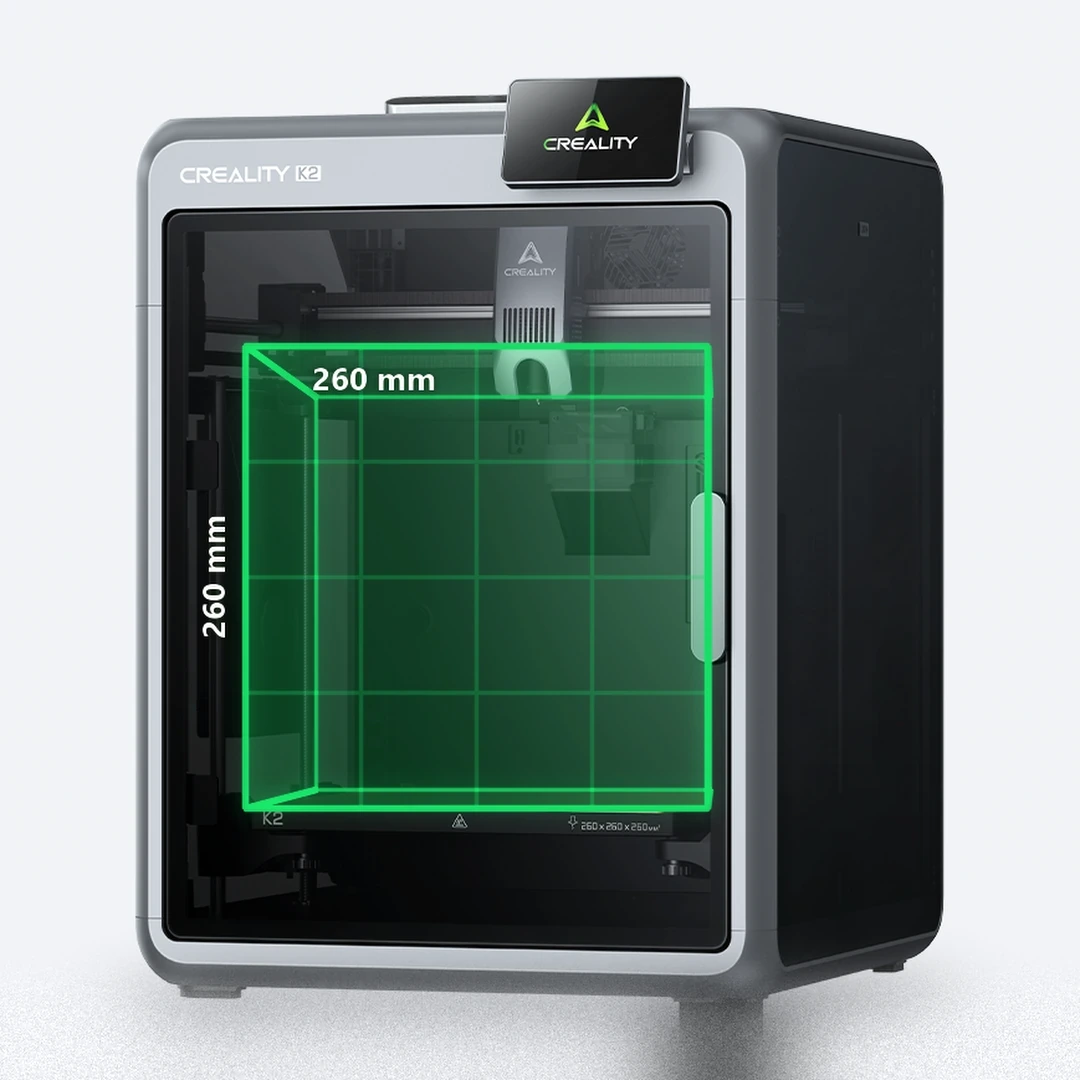 Creality K2 Combo 3 Creality K2 showing its 260×260×260 mm build volume