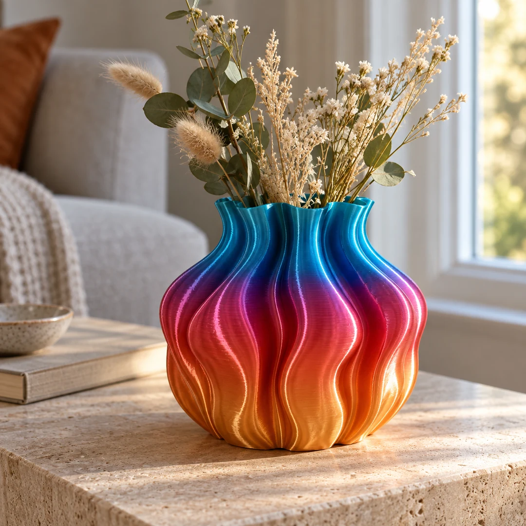 PLA Silk Rainbow 1.75mm 6 PLA Silk Rainbow 3D-printed colour-changing vase