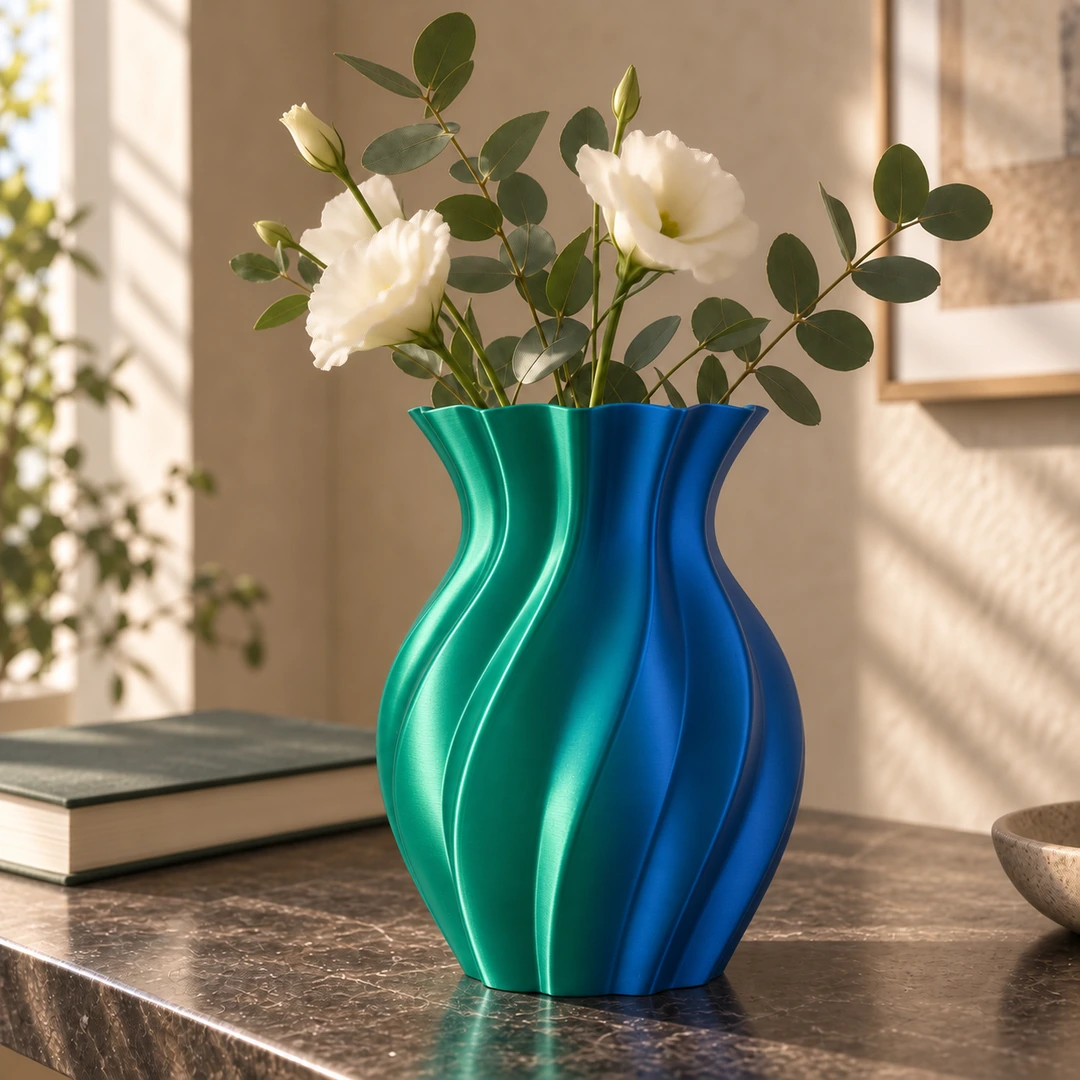 PLA Silk Dual Color 1.75mm 6 Green-blue PLA Silk Multicolor 3D-printed vase