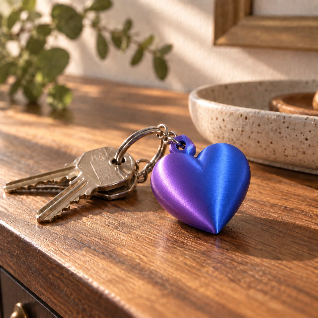 PLA Silk Dual Color 1.75mm 8 PLA Silk Dual Color 3D-printed heart keychain