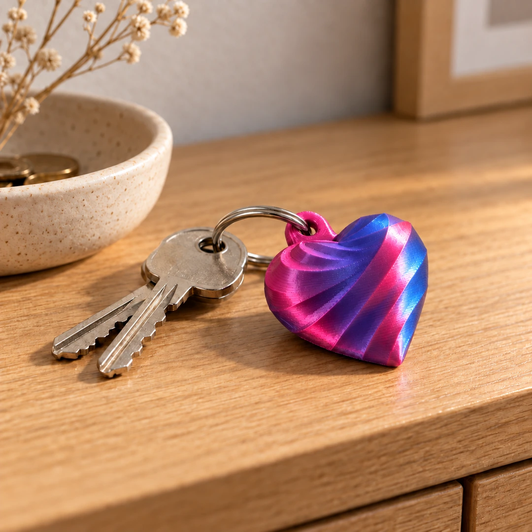 PLA Silk Tri Color 1.75mm 8 PLA Silk Tri Color 3D-printed heart keychain