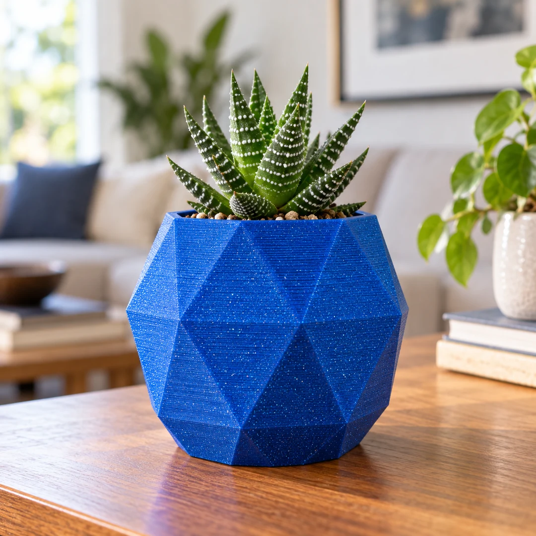 PLA Glitter 1.75mm 6 Blue PLA Glitter 3D-printed geometric planter