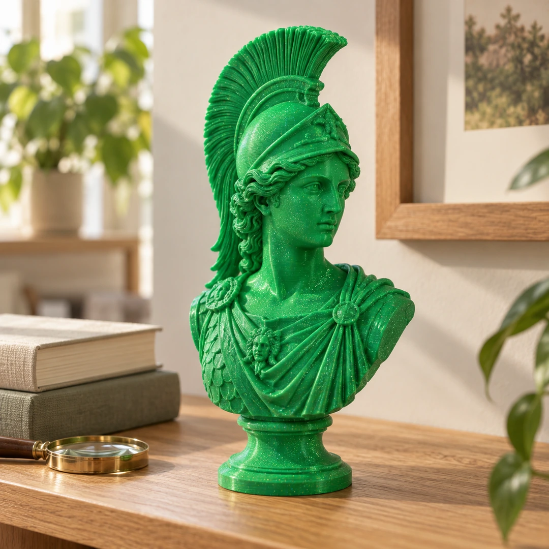 PLA Glitter 1.75mm 8 Green PLA Glitter 3D-printed warrior bust