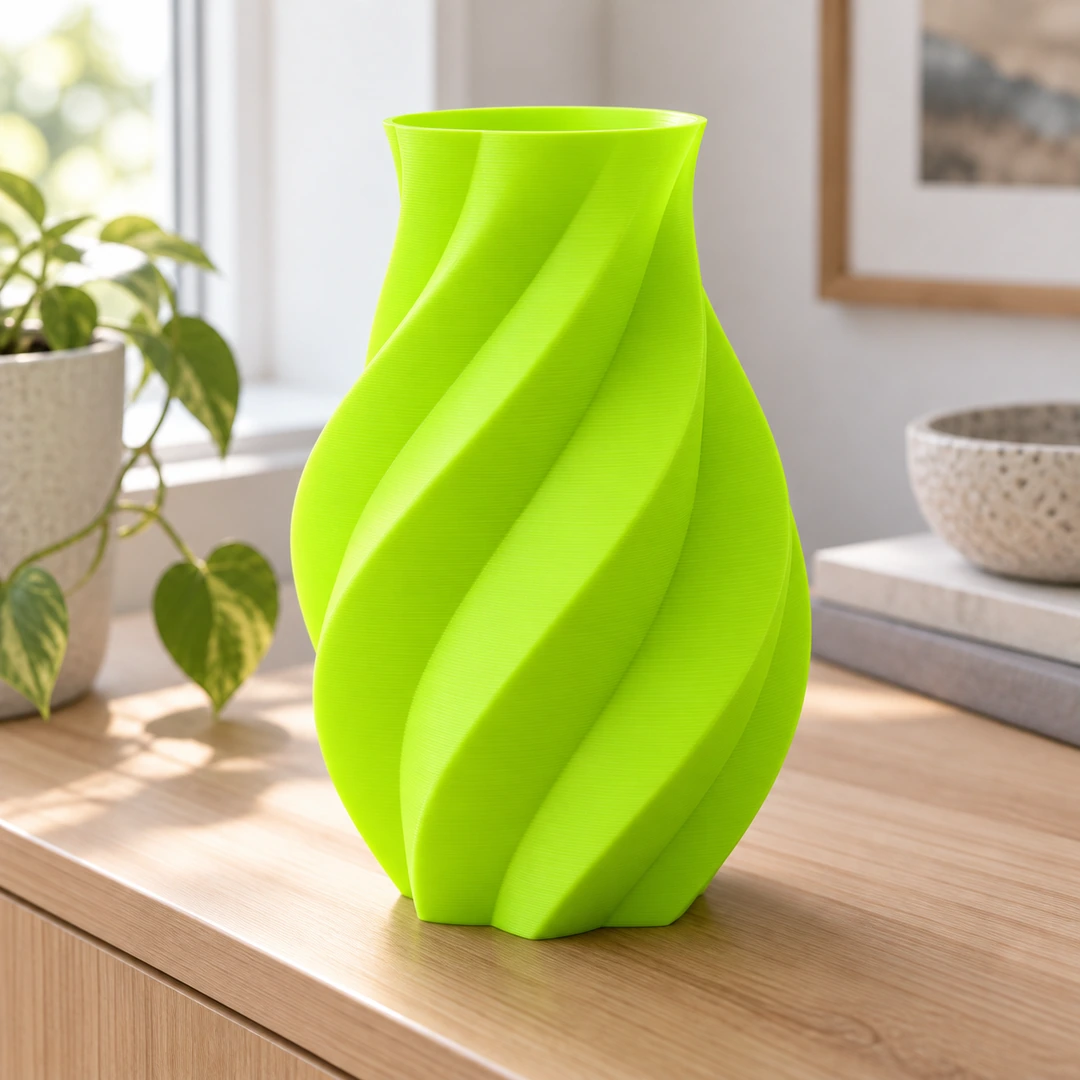 PLA Neon 1.75mm 6 PLA Neon green 3D-printed twisted vase