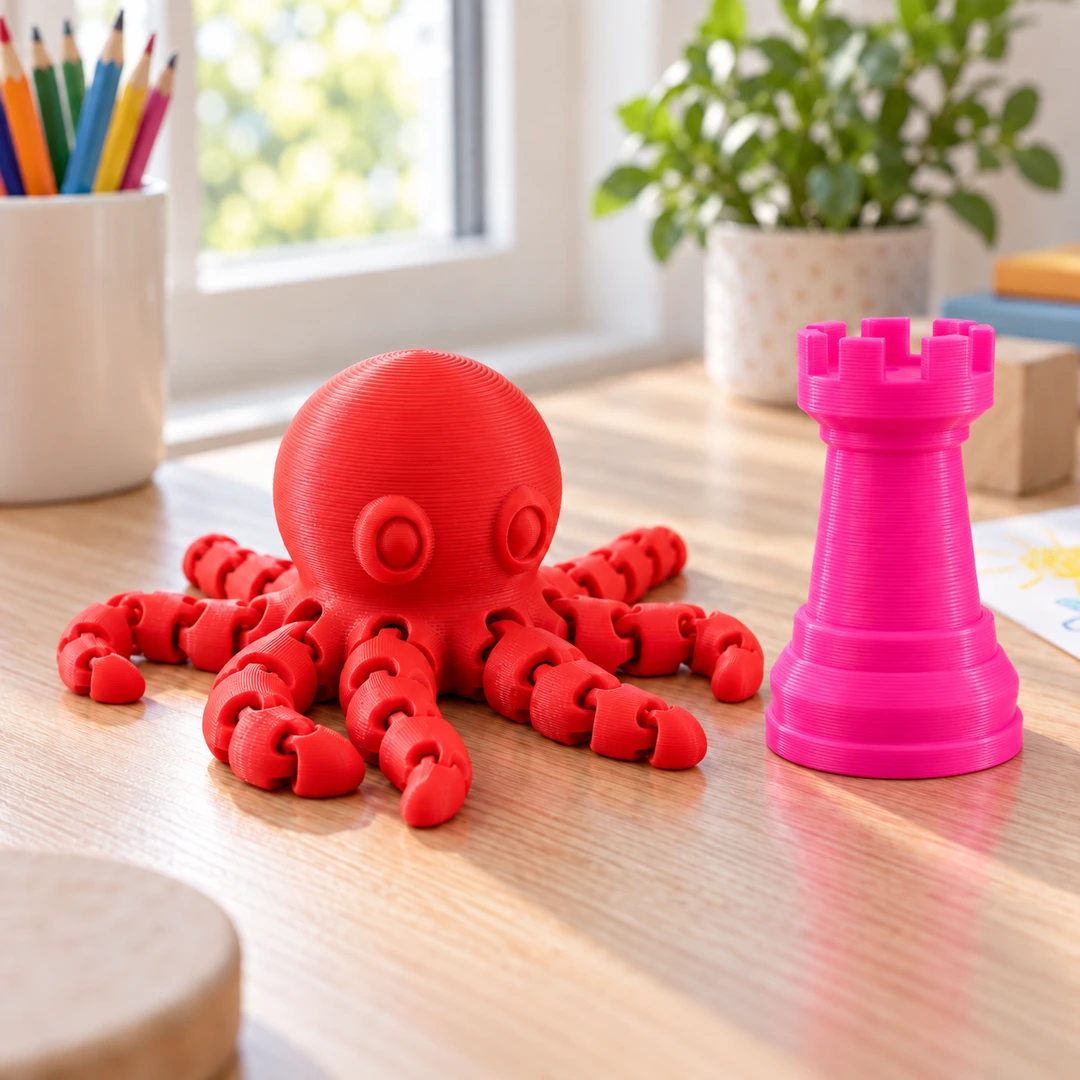PLA Neon 1.75mm 7 PLA Neon 3D-printed octopus and rook