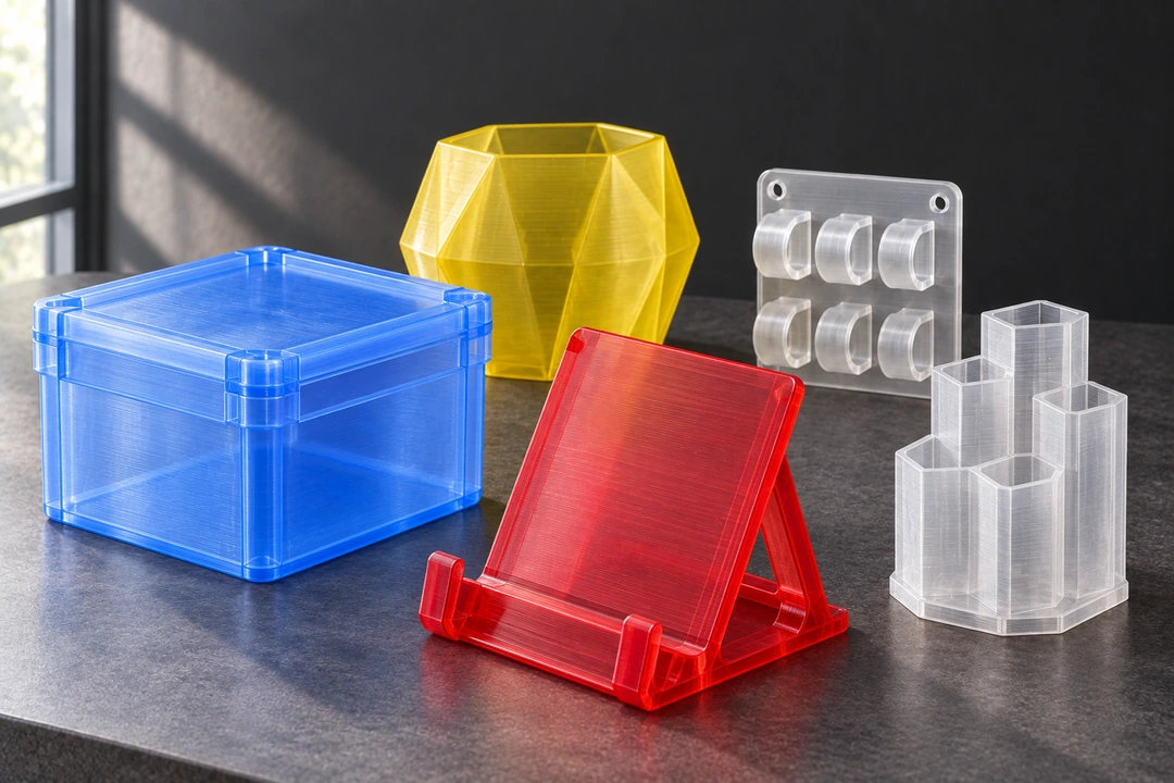 PLA Transparent 1.75mm 11 PLA Transparent 3D-printed boxes and stands