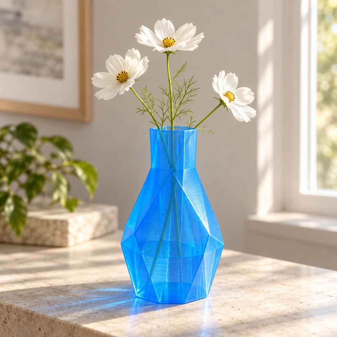 PLA Transparent 1.75mm 7 Blue PLA Transparent 3D-printed flower vase