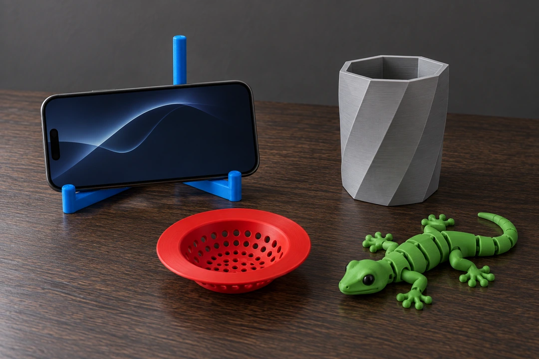 PETG Hyper Speed 1.75mm 10 PETG Hyper Speed 3D-printed phone stand, strainer and lizard