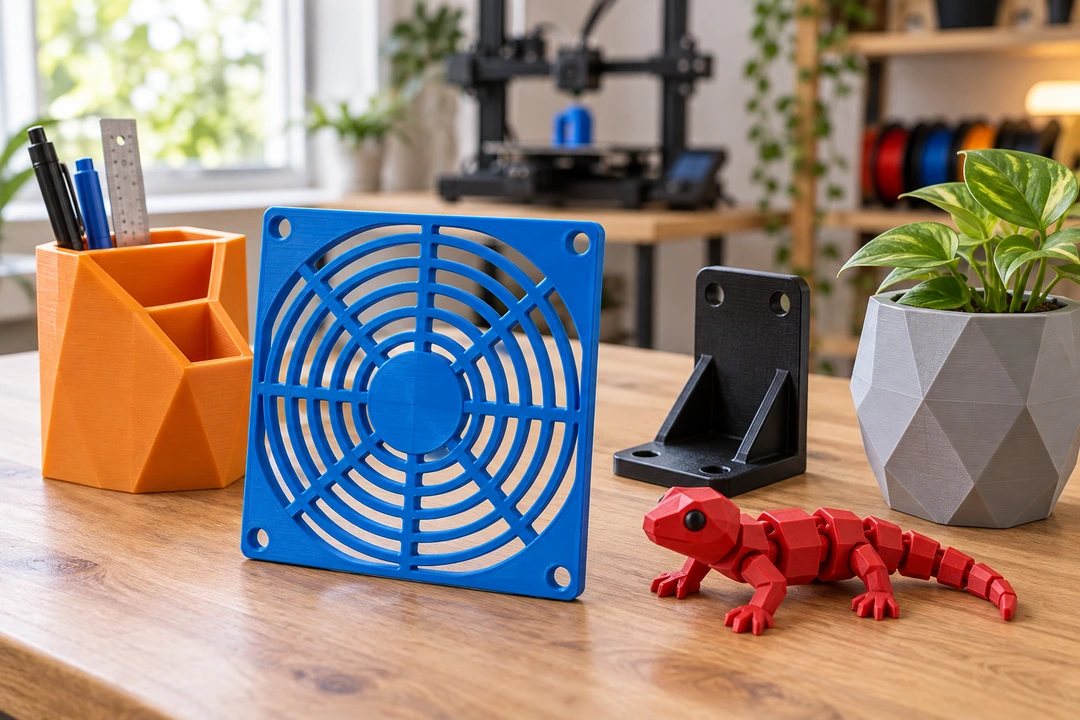 ABS PLUS 1.75mm 11 ABS PLUS 3D-printed fan grille and desk items