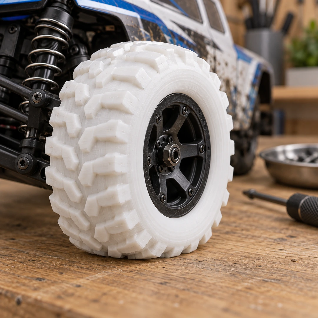 TPU 95A 1.75mm 9 White TPU 95A 3D-printed RC car tyre