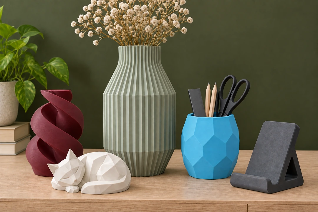 SUPER PACK PLA Matte HS 10 PLA Matte HS SUPER PACK 3D-printed vases, cat and desk accessories