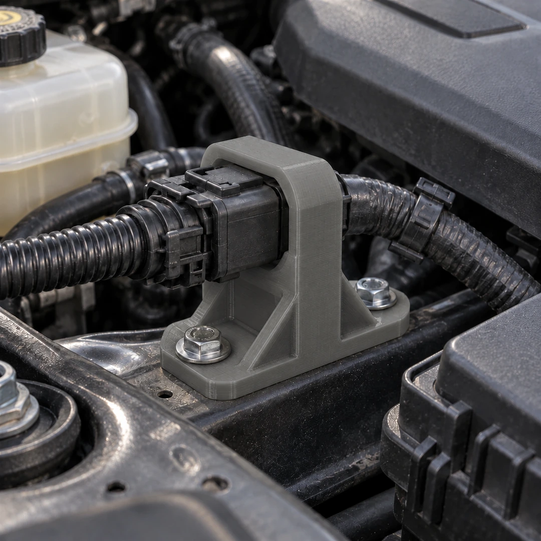 Unset PC ABS 1.75mm 7 Unset PC ABS 3D-printed automotive part in an engine bay