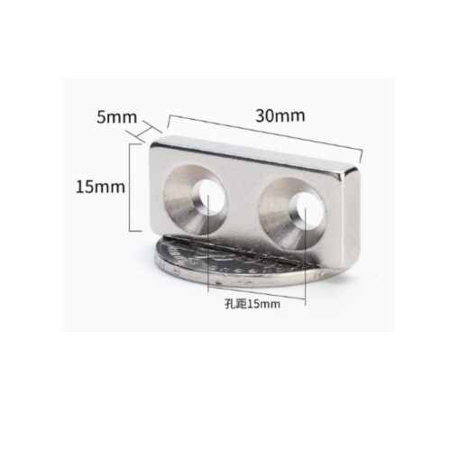 Ploščati magnet 30x15x5mm-M5 dvojna luknja neodimski magneti n52 1PZ - Image 3
